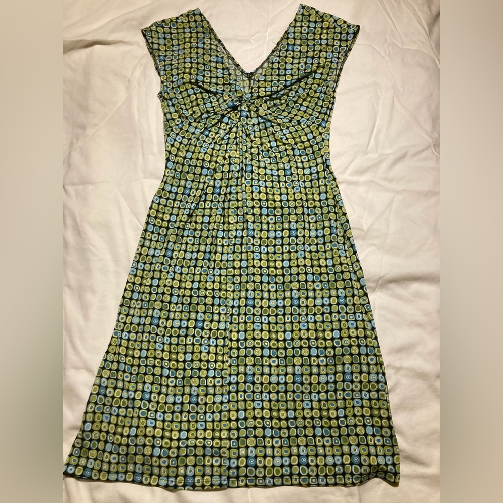 Stretchy sleeveless v neck dress geometric print colorful